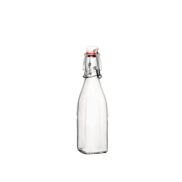 Flasche "Swing" mit Bügelverschluss 4-Kant 0,25 Lt