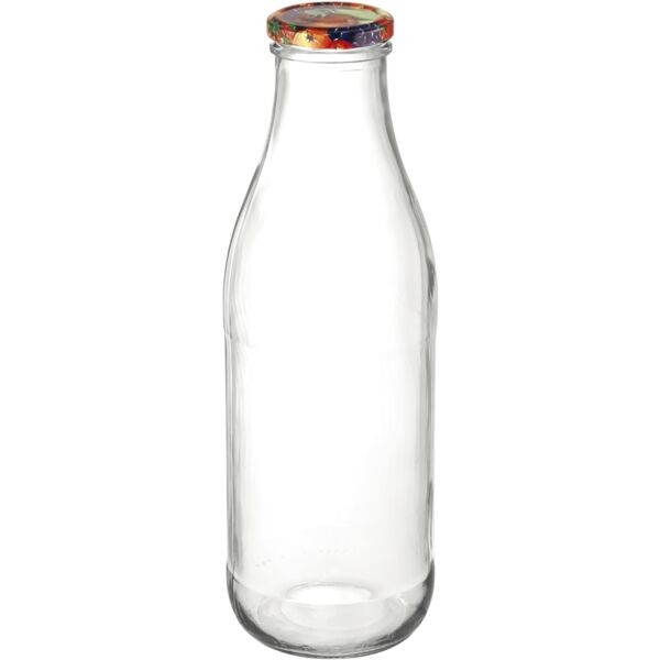 Flasche 0,25 lt mit Deckel "Obstdekor" 6 teilig 