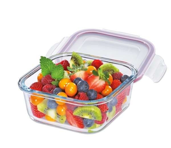 Lunchbox-/Vorratsdose 800 ml Glas quadratisch 