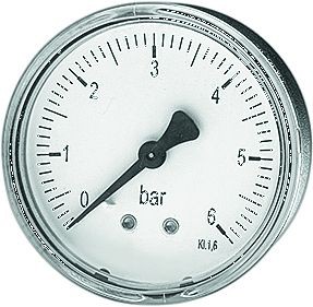 Rohrfedermanometer, Abgang hinten DM 63 mm, 1/4" 0 - 10 Bar 