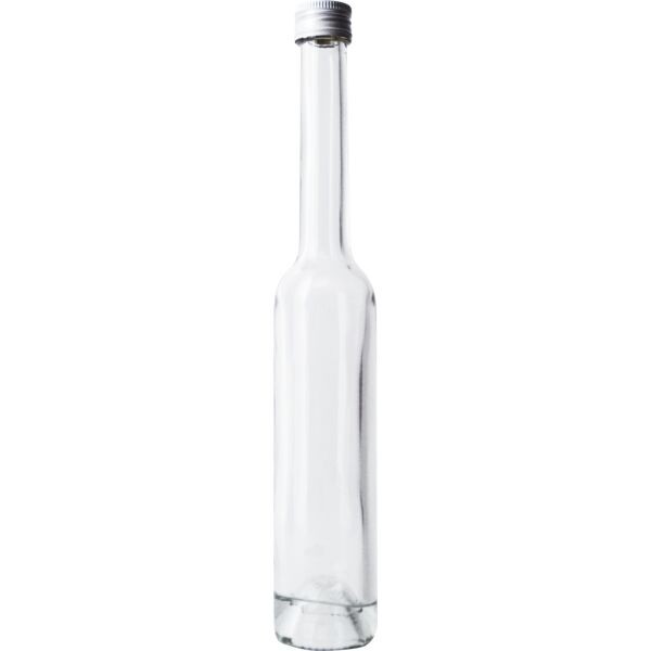 Flasche 0,2 lt. glasklar Platin PP 22 silber 