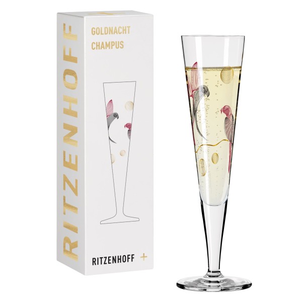 Champagnerglas mit Stoffserviette "Christine Kordes" 