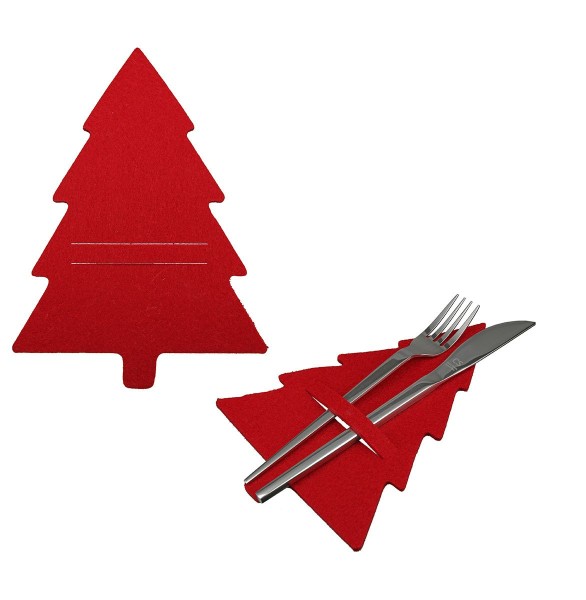 Bestecktäschchen "Tannenbaum" rot 