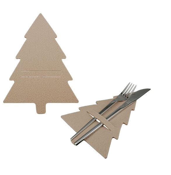 Bestecktäschchen "Tannenbaum" beige 