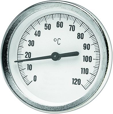 Scheibenthermometer DM 63 mm; G 1/2"; 100 mm Tülle hinten, 0 - 120°C 