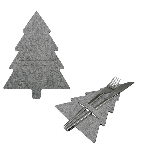 Bestecktäschchen "Tannenbaum" hellgrau 