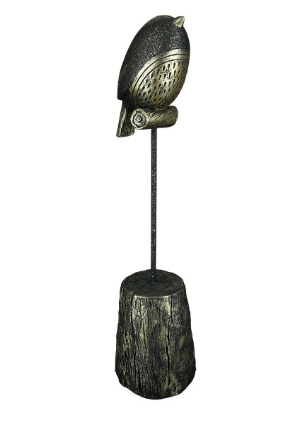Vogel Woody 27 cm schwarz/gold auf Vogelstange 
