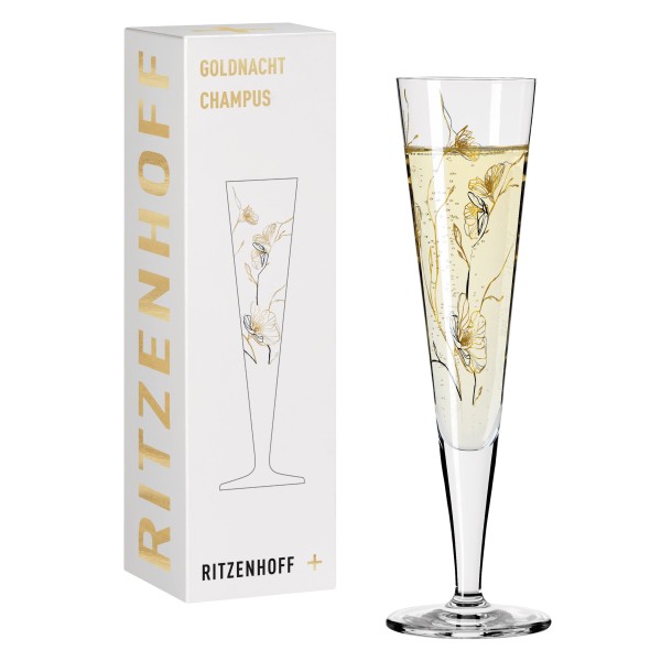 Champagnerglas mit Stoffserviette "M. Benzoni" 