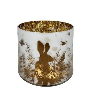 Windlicht mit Dekor Hase 20 cm 