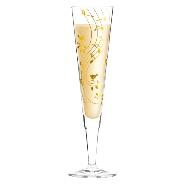 Champagnerglas mit Stoffserviette "Sybille Mayer" 